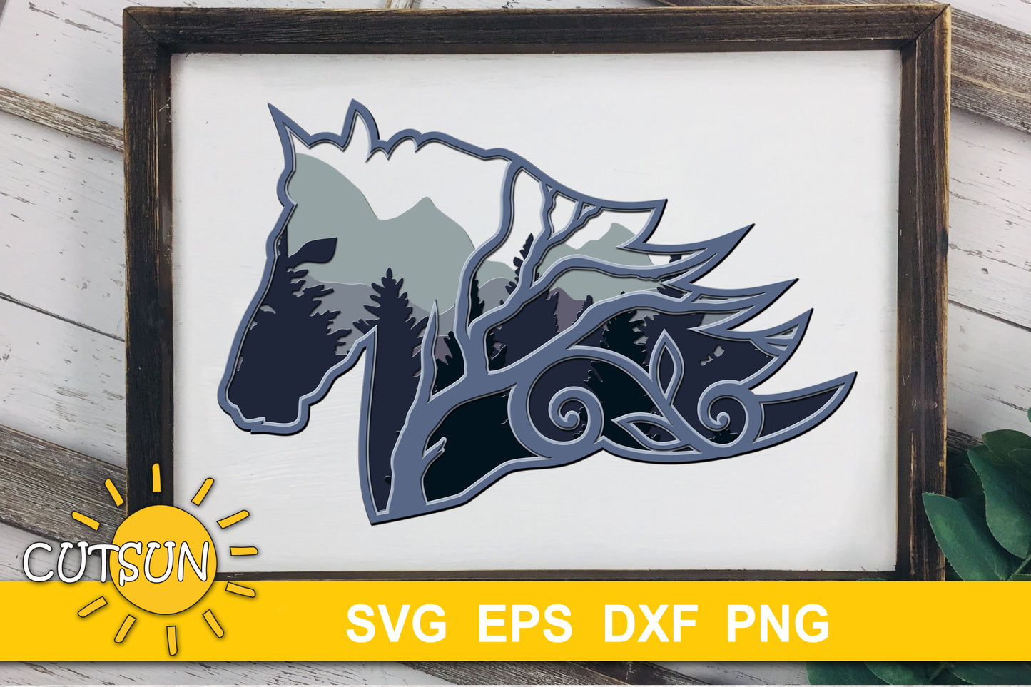 3D Layered Horse Woods background SVG