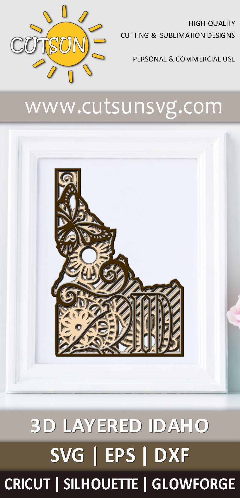 3D Layered Idaho Mandala SVG