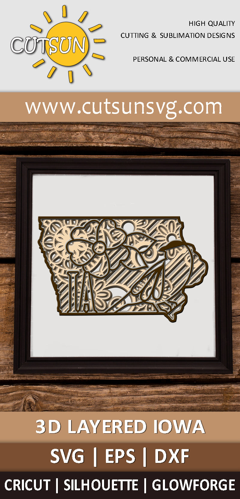 3D Layered Iowa Mandala SVG