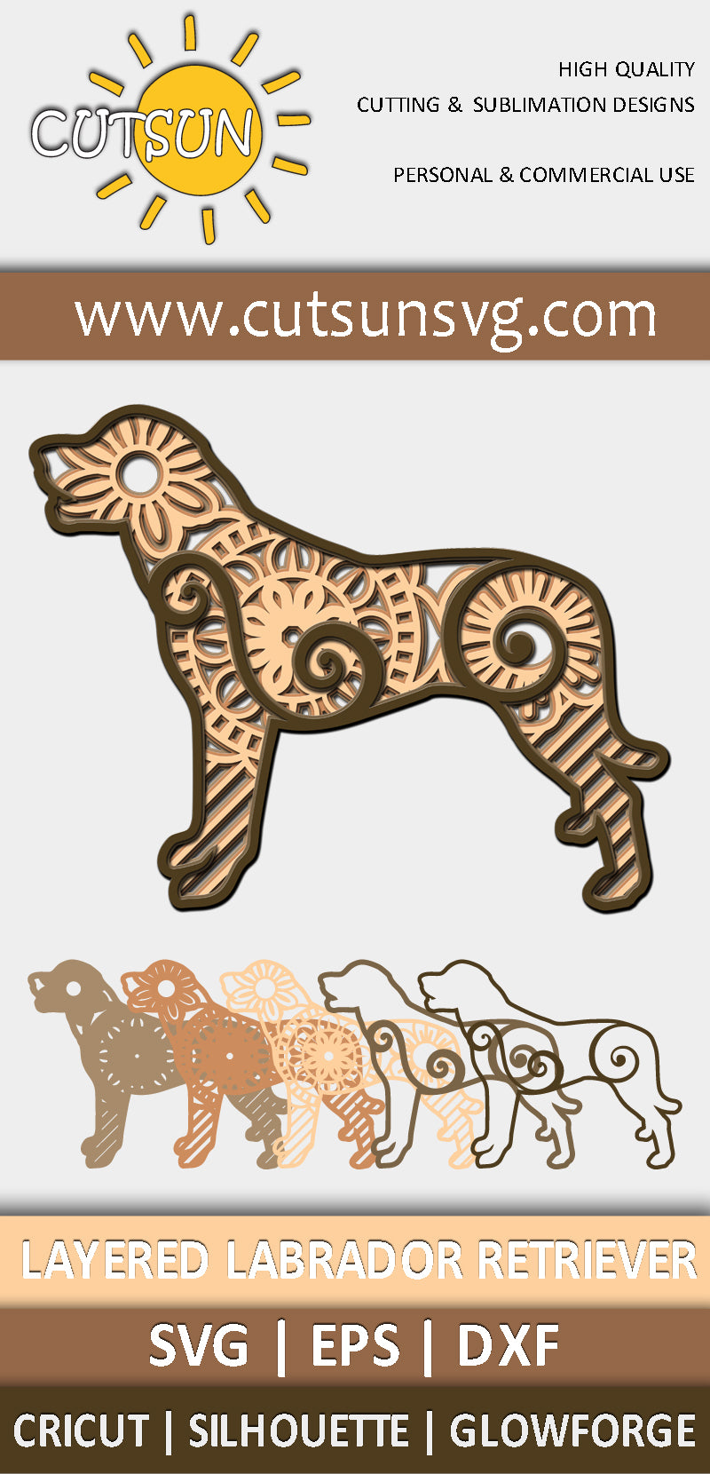 3D Layered Dog Labrador Retriever SVG