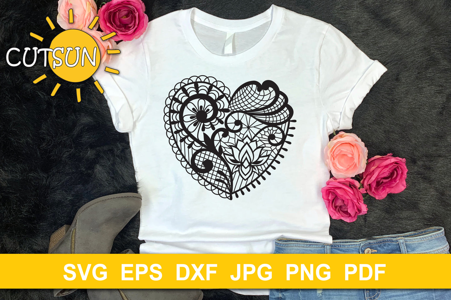 Tattoo heart cut file | Lace Heart SVG | Valentine SVG