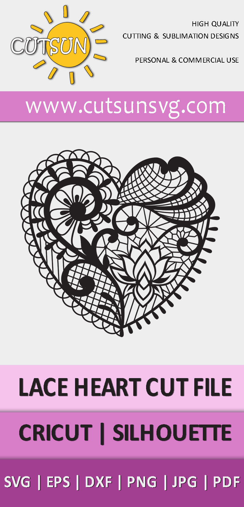 Tattoo heart cut file | Lace Heart SVG | Valentine SVG
