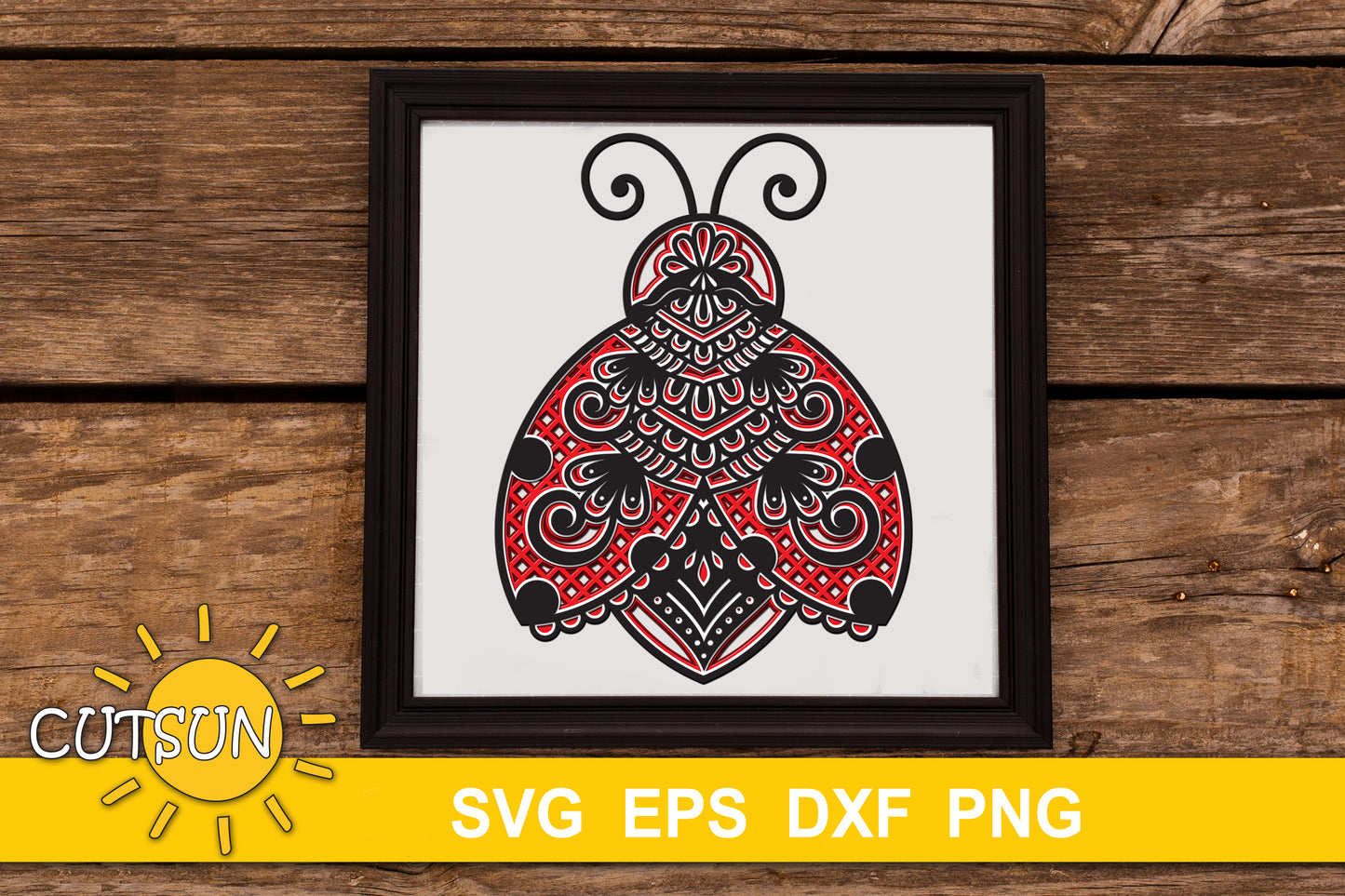 3D Layered Mandala Ladybug SVG | 4 Layers Cut File | Decorative Lady Bug Mandala SVG | Laser Cut File | Cricut svg