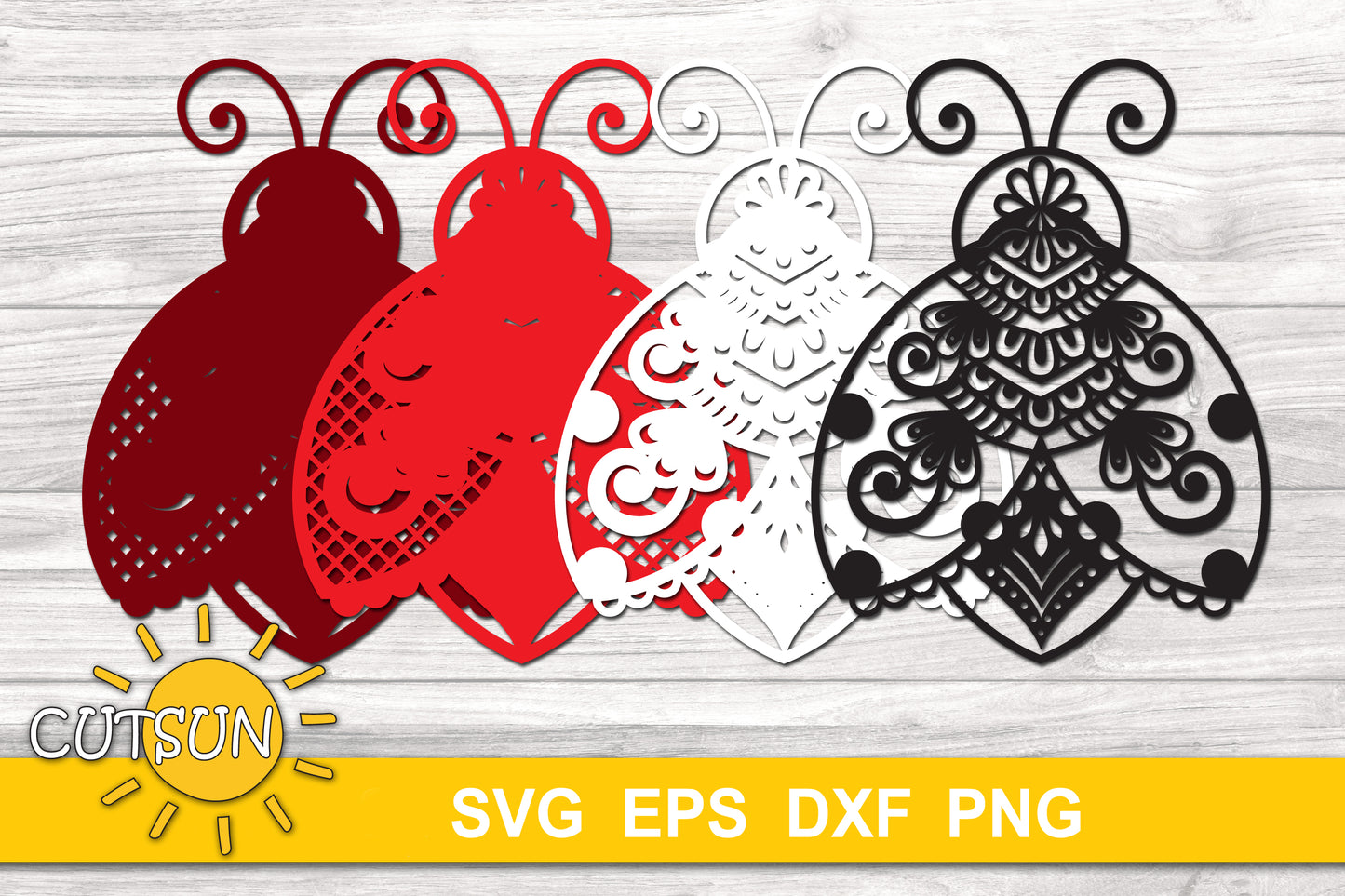 3D Layered Mandala Ladybug SVG | 4 Layers Cut File | Decorative Lady Bug Mandala SVG | Laser Cut File | Cricut svg
