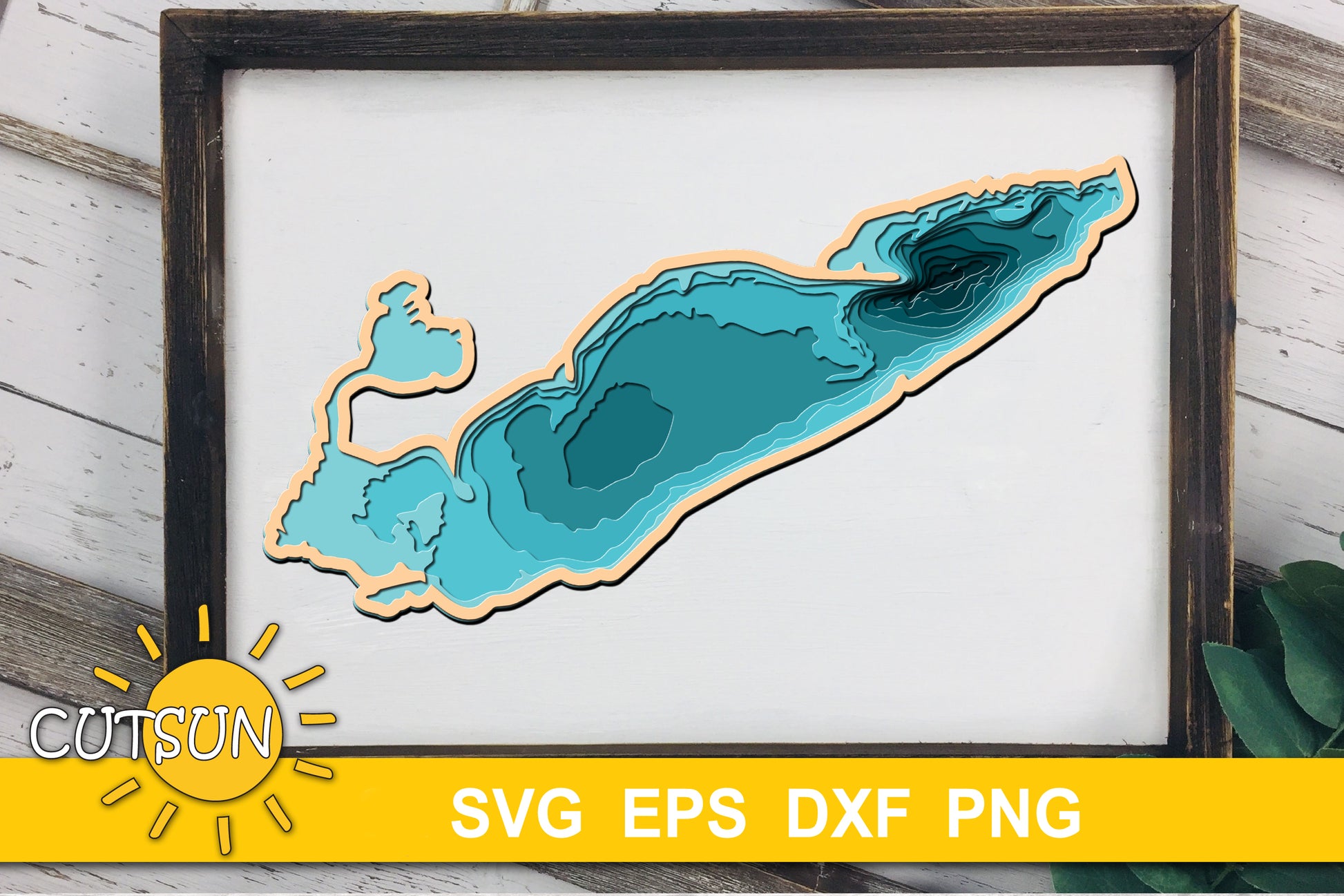 3D Layered Lake Erie Depth Map SVG