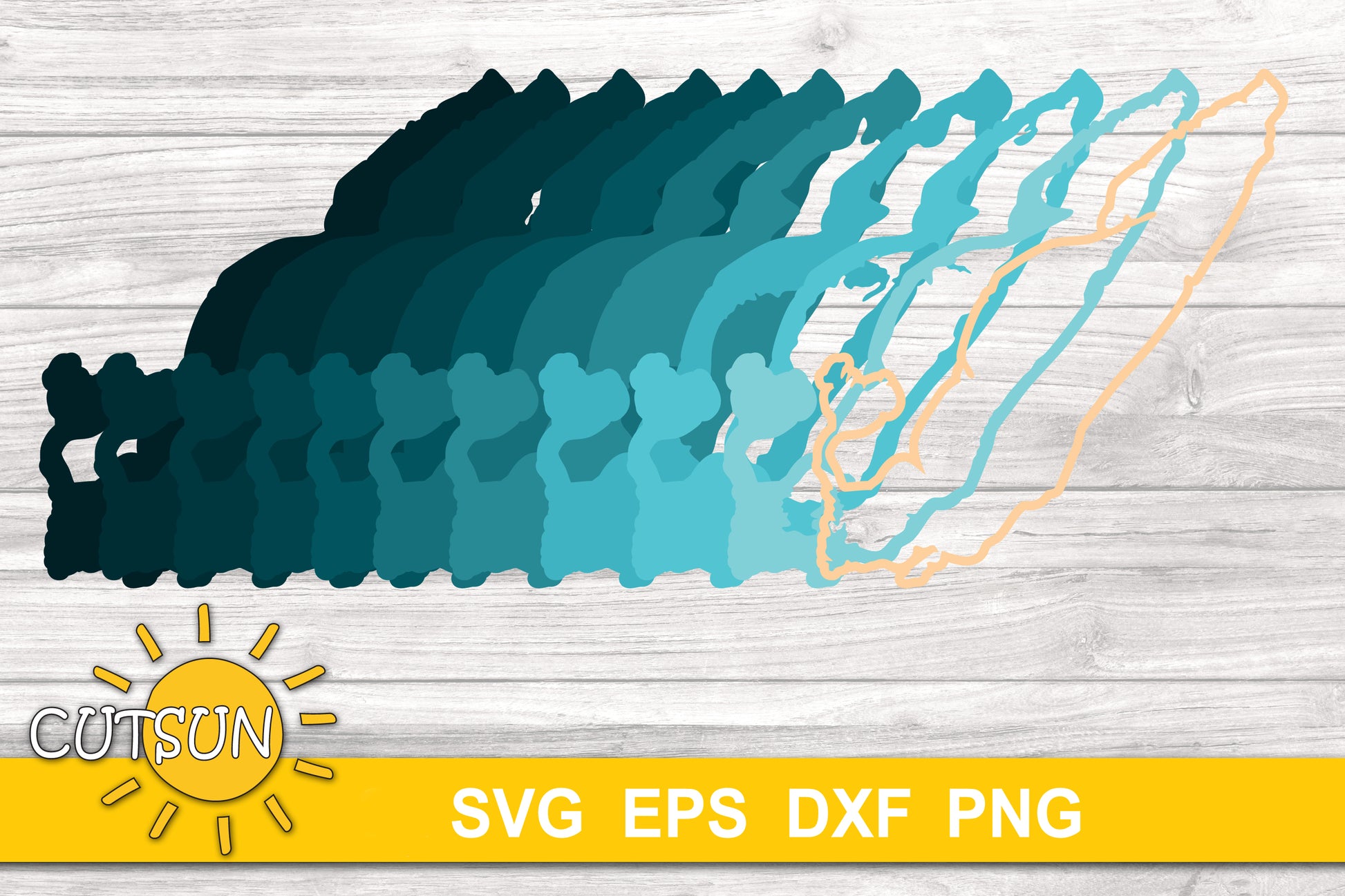 3D Layered Lake Erie Depth Map SVG
