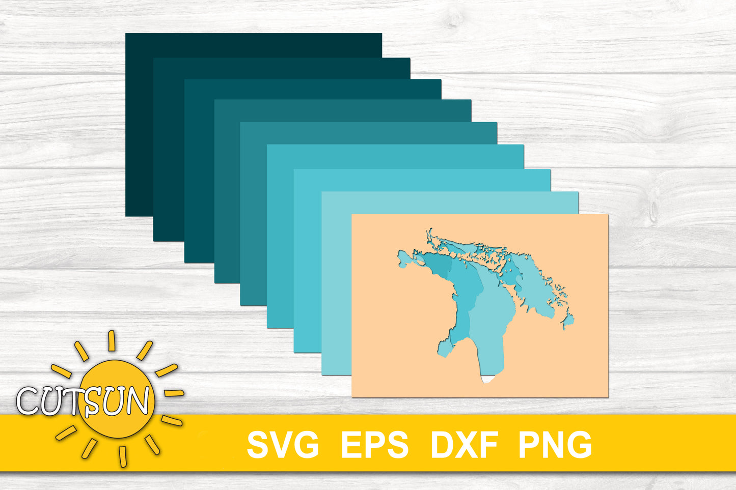 3D Layered Lake Huron depth map SVG