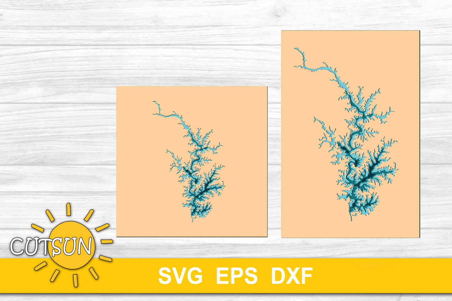 3D Layered Lake Norman Depth Map SVG