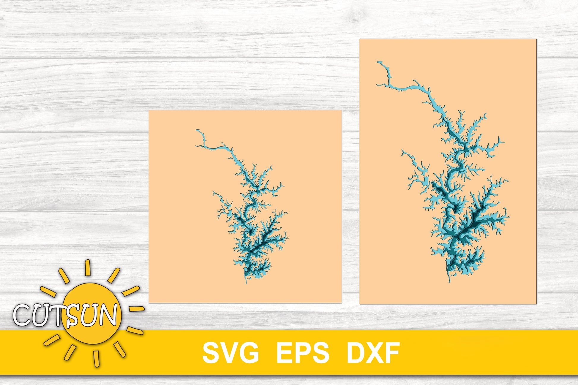3D Layered Lake Norman Depth Map SVG