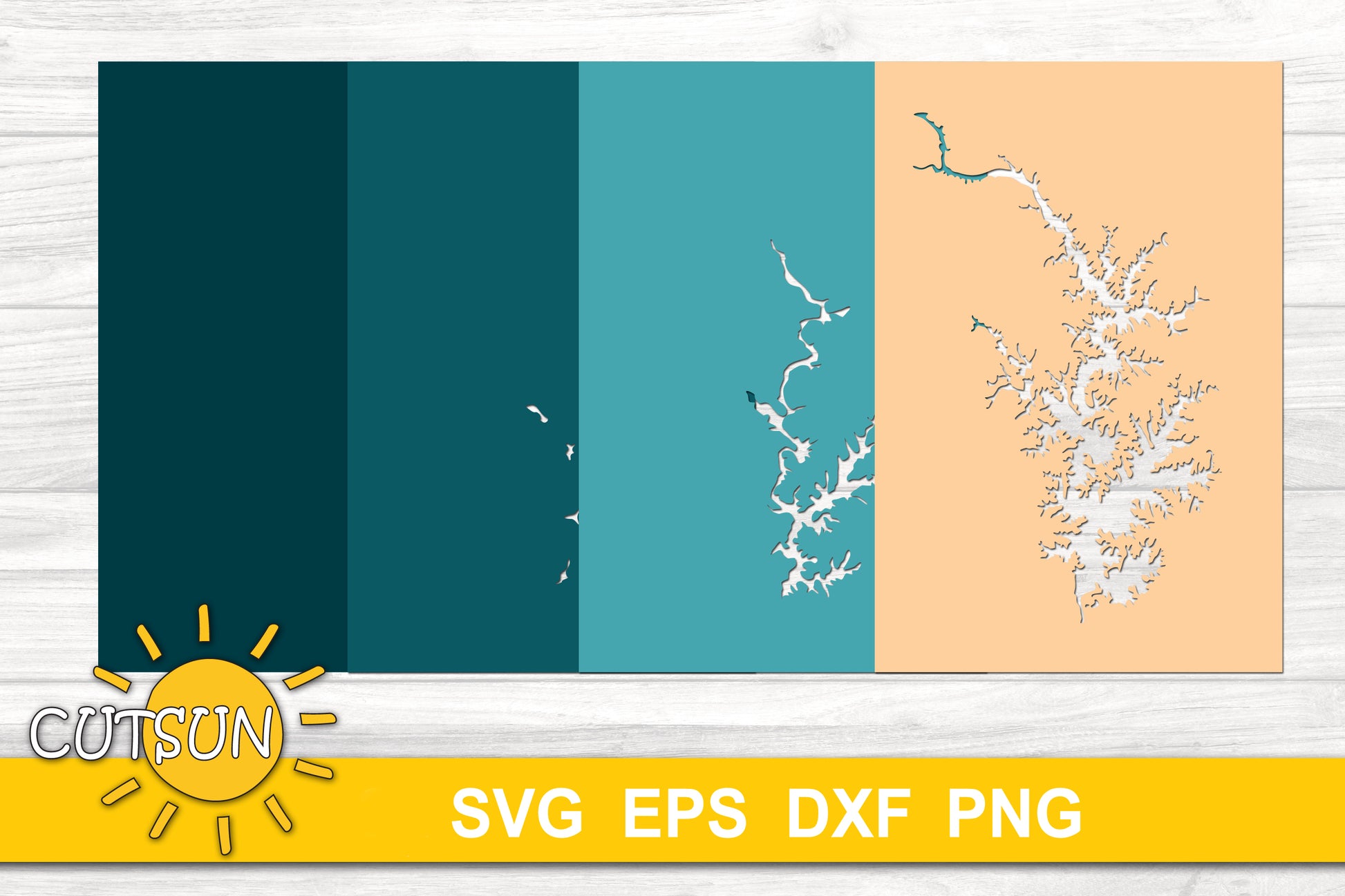 3D Layered Lake Norman Depth Map SVG