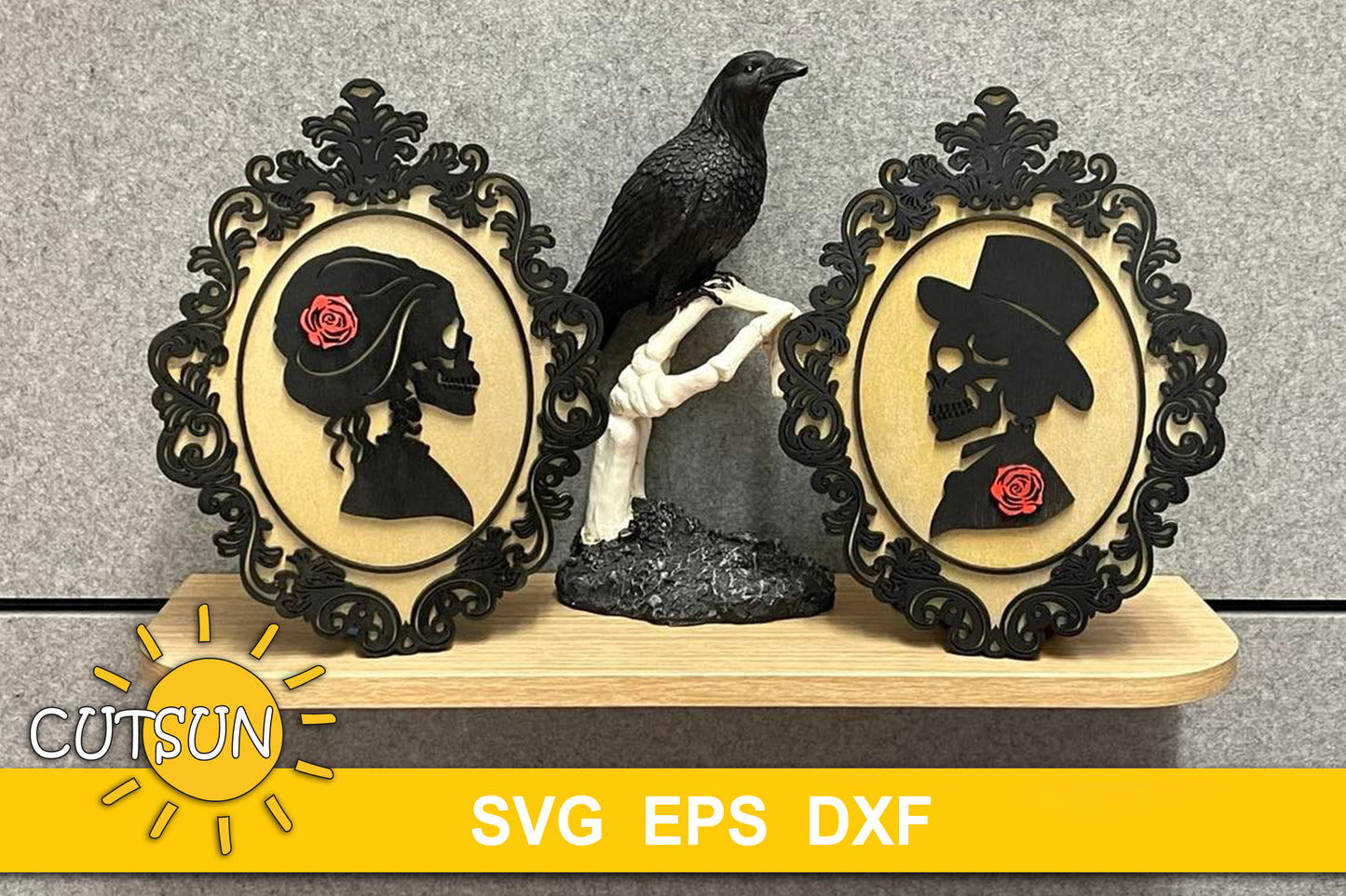 Skulls silhouettes in an oval frame SVG