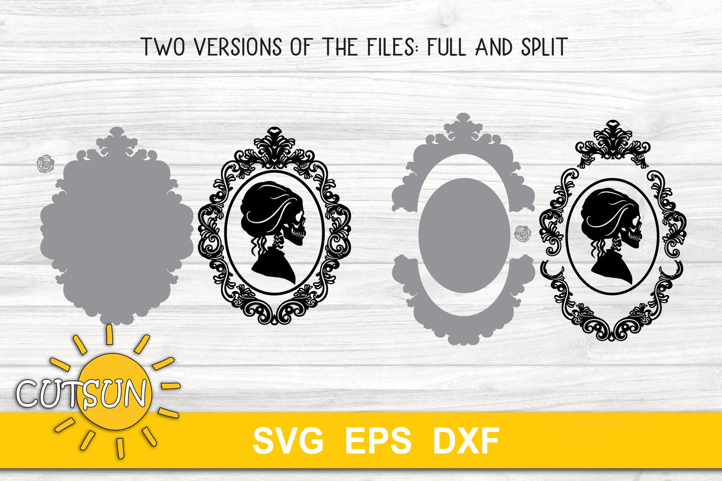 Skulls silhouettes in an oval frame SVG