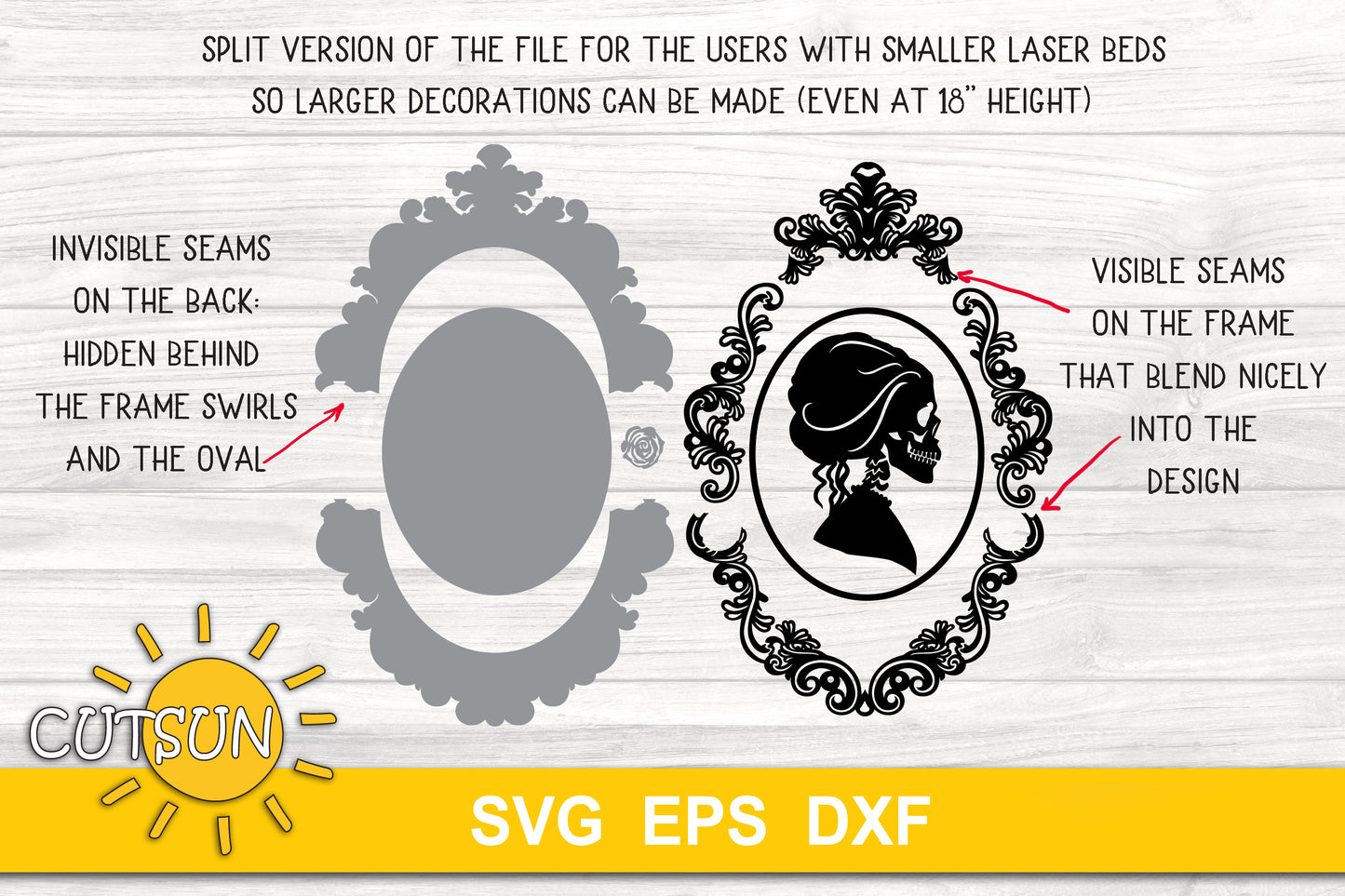 Skulls silhouettes in an oval frame SVG