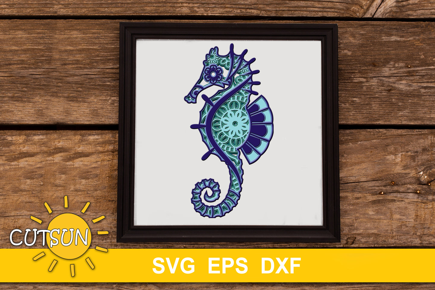 3D Layered Seahorse SVG