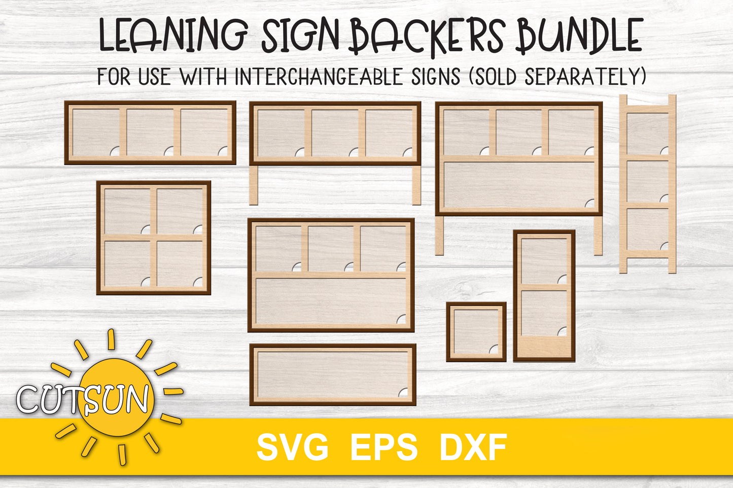 Leaning sign backers SVG bundle