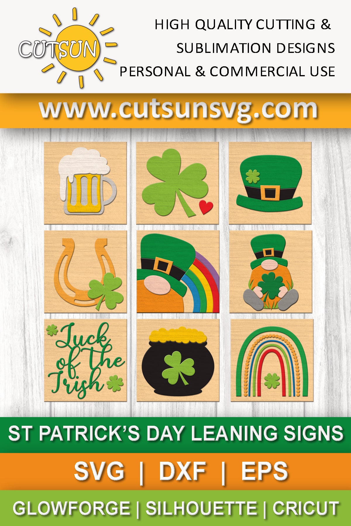 St Patrick's day leaning signs SVG bundle