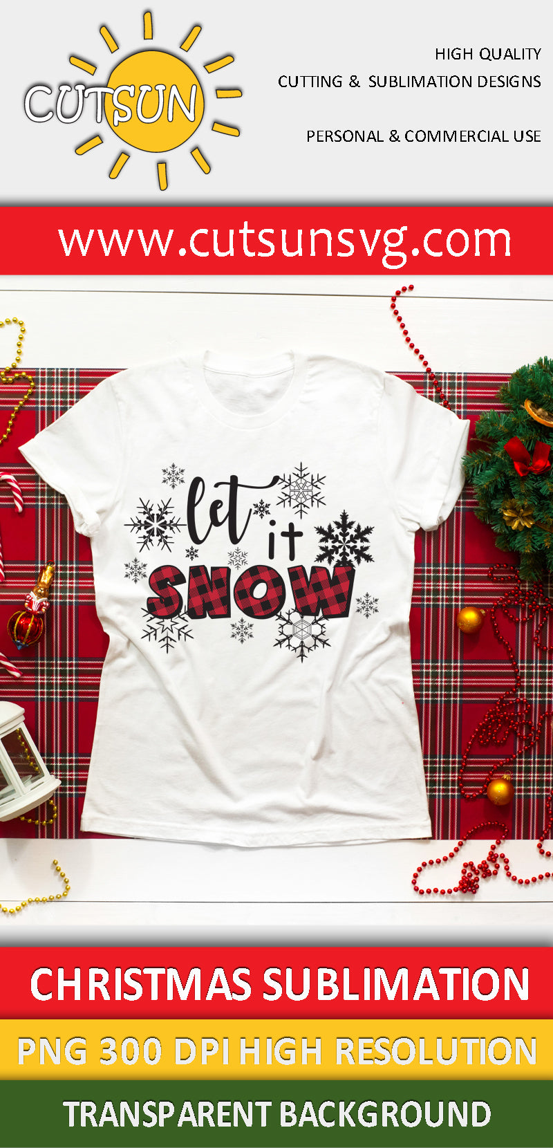 Let it Snow Buffalo Plaid SVG
