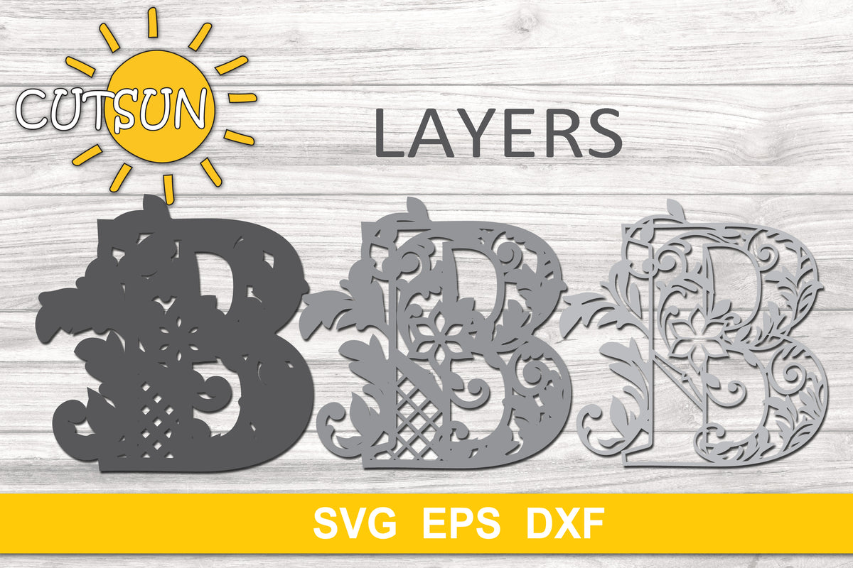 3D Alphabet Layered Mandala B - 3 Layers Cut File SVG – Cutsunsvg