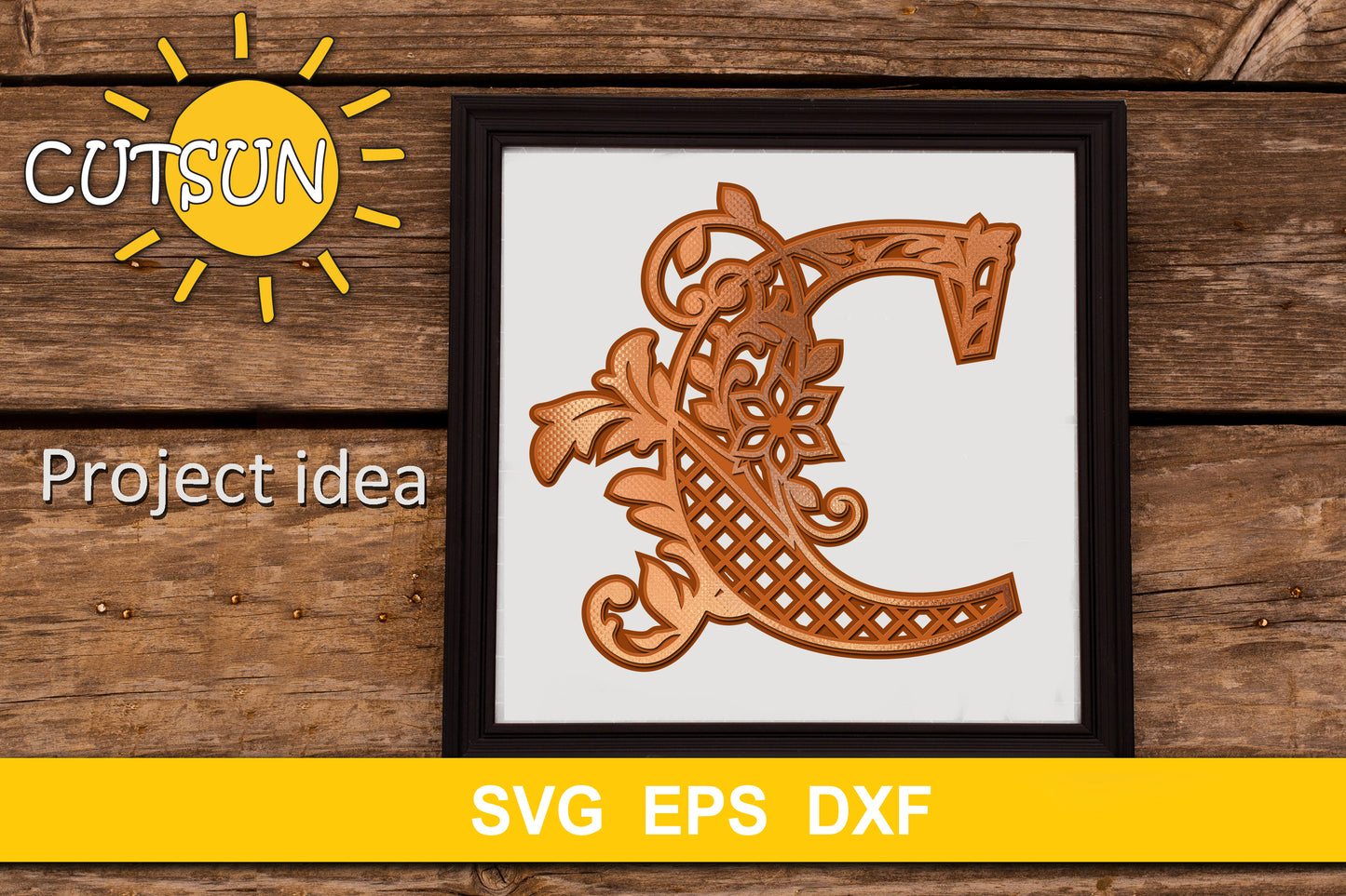 3D Alphabet Layered Mandala C - 3 layers cut file SVG
