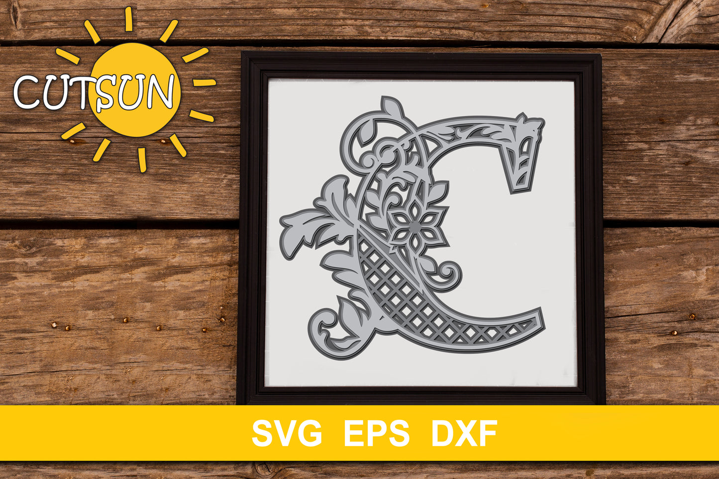 3D Alphabet Layered Mandala C - 3 layers cut file SVG