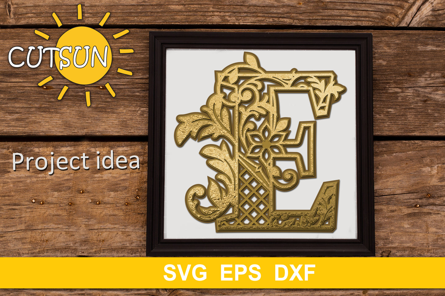 3D Alphabet Layered Mandala E - 3 layers cut file SVG