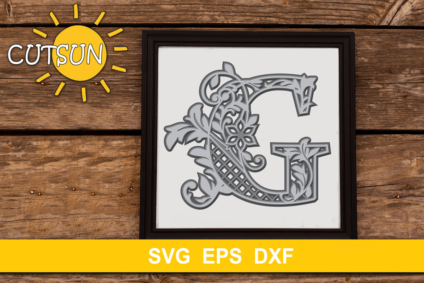 3D Alphabet Layered Mandala G - 3 layers cut file SVG