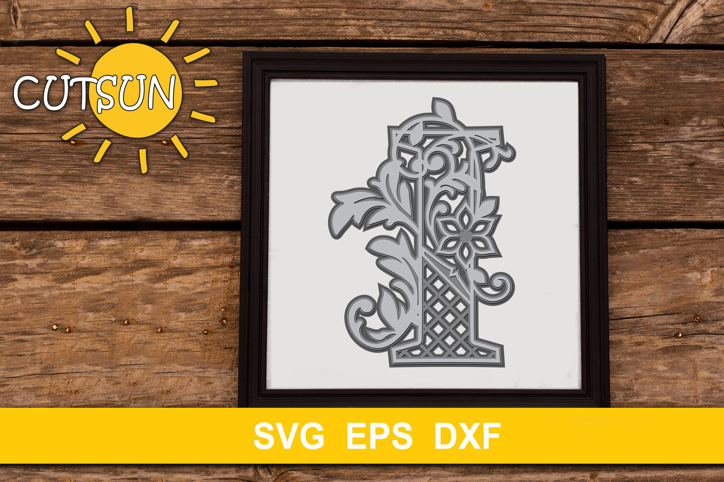 3D Alphabet Layered Mandala I - 3 layers cut file SVG