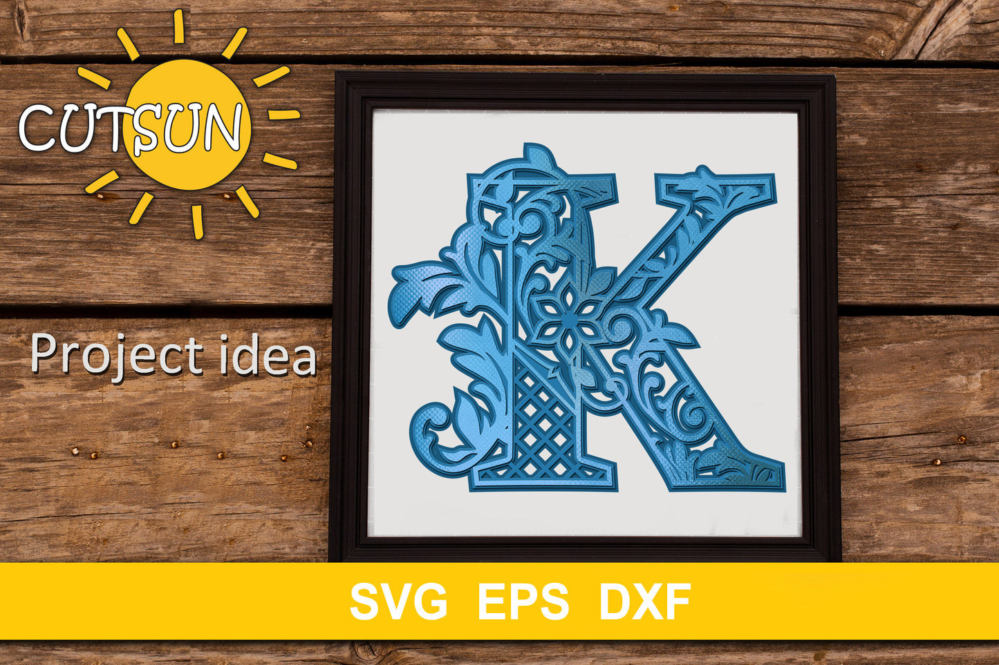 3D Alphabet Layered Mandala K - 3 layers cut file SVG