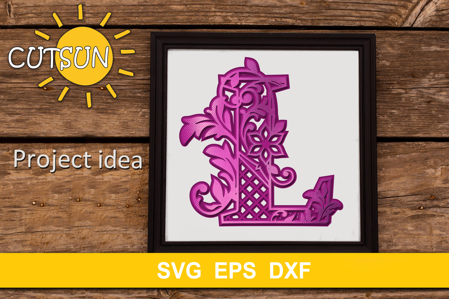 3D Alphabet Layered Mandala L - 3 layers cut file SVG