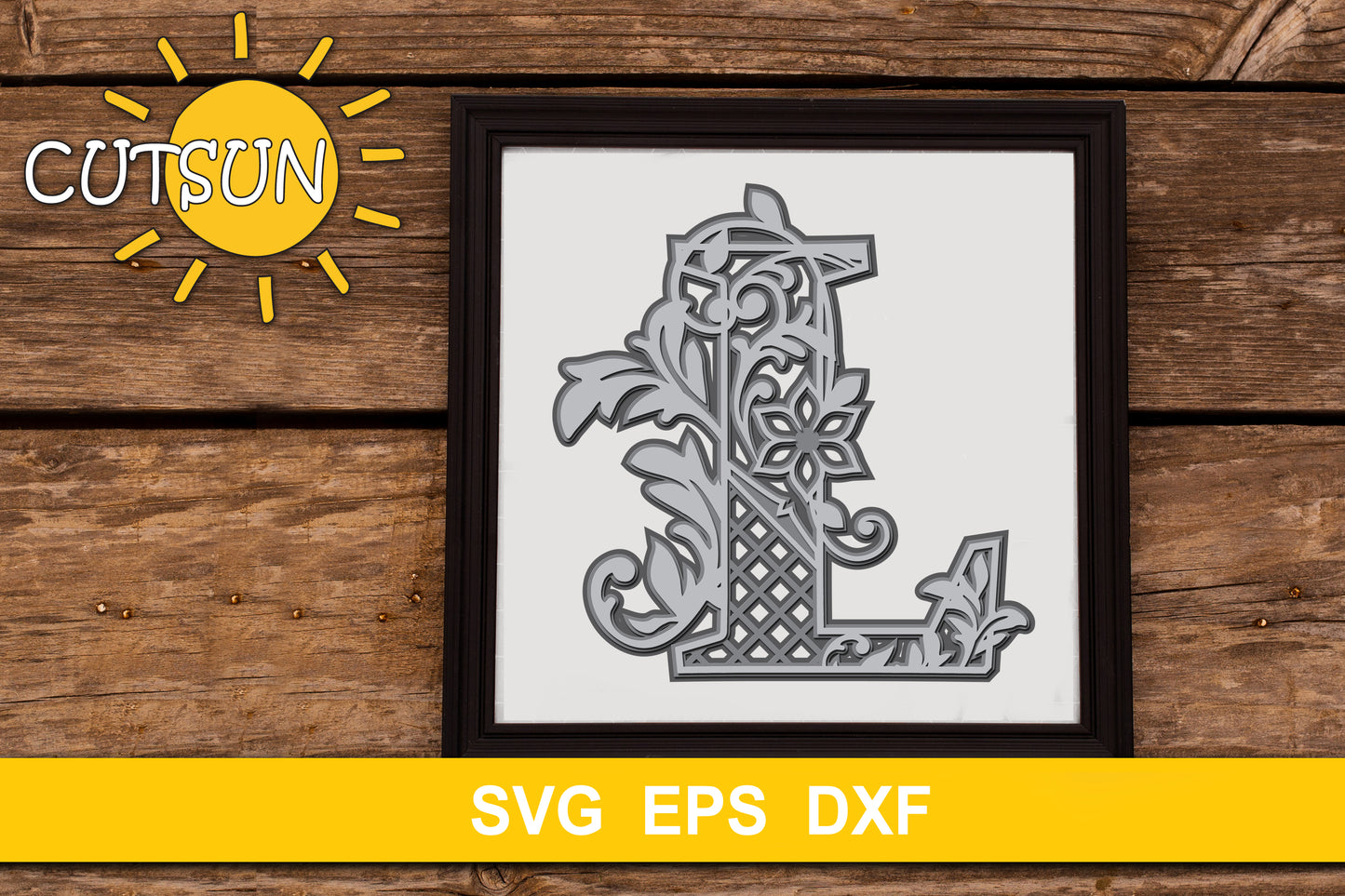 3D Alphabet Layered Mandala L - 3 layers cut file SVG