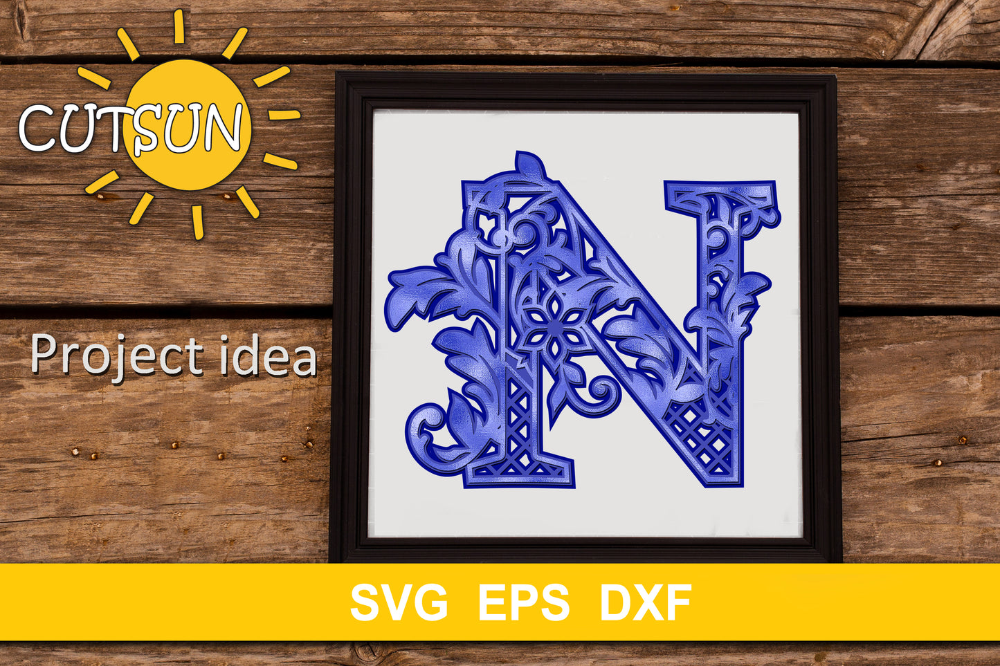 3D Alphabet Layered Mandala N - 3 layers cut file SVG