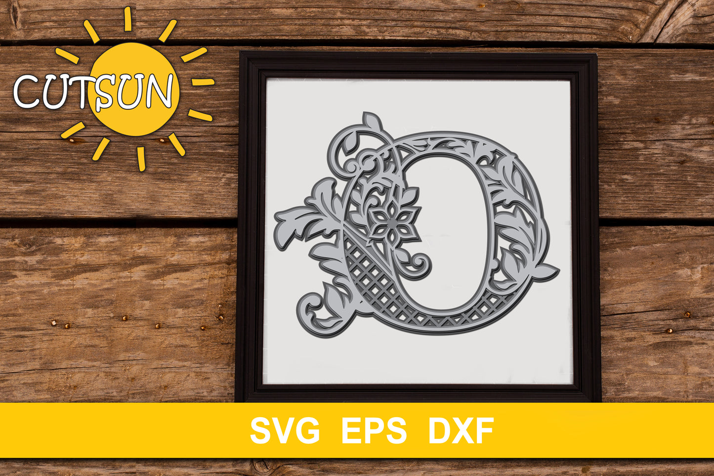 3D Alphabet Layered Mandala O - 3 layers cut file SVG