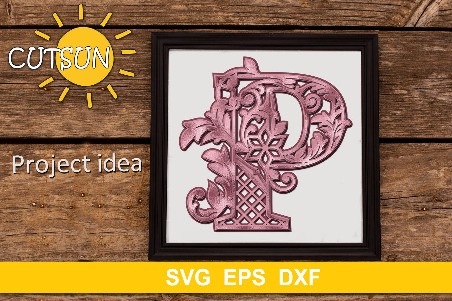 3D Alphabet Layered Mandala P - 3 layers cut file SVG