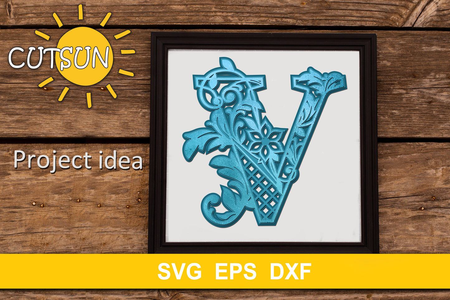 3D Alphabet Layered Mandala V - 3 layers cut file SVG