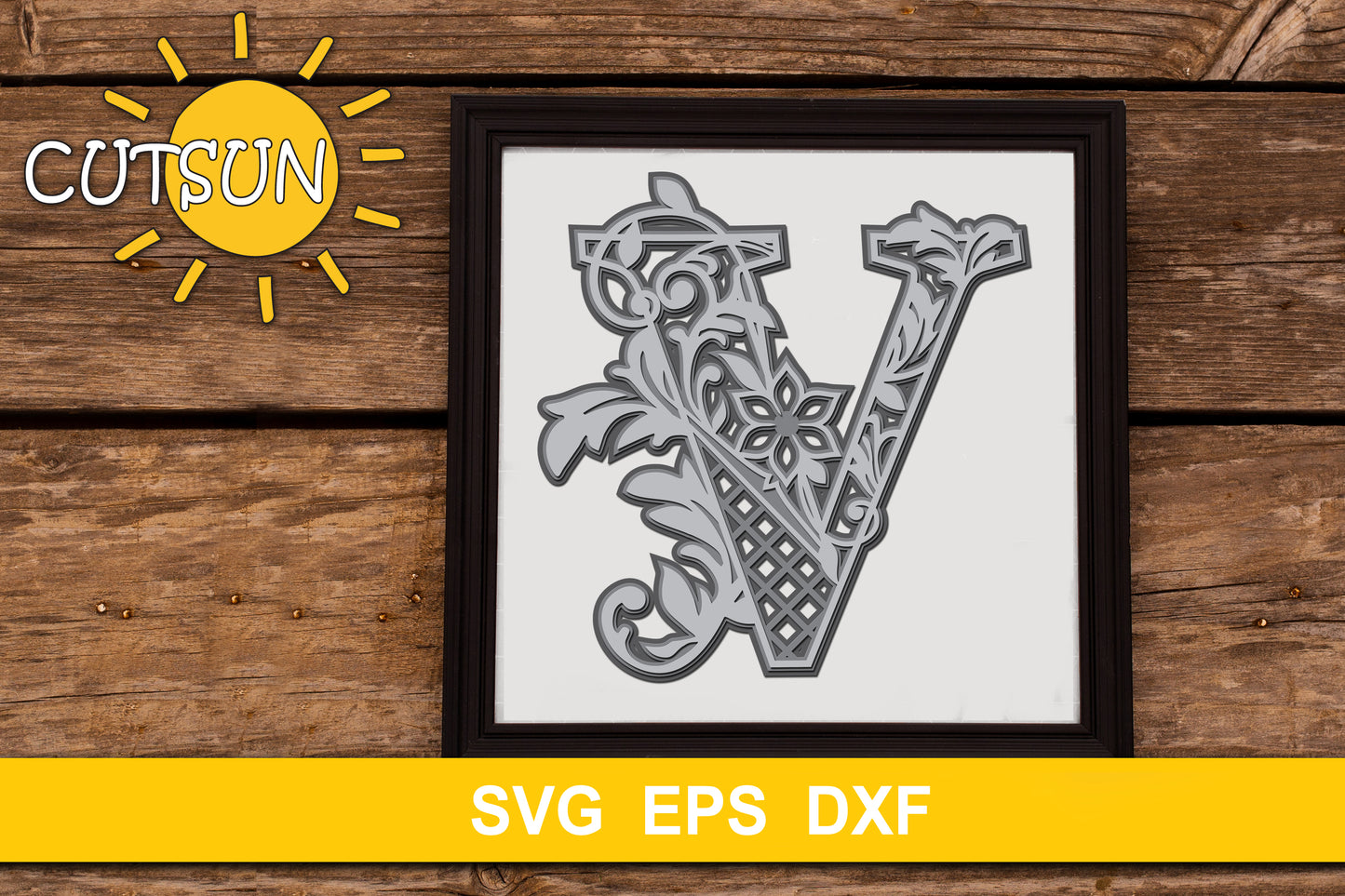 3D Alphabet Layered Mandala V - 3 layers cut file SVG