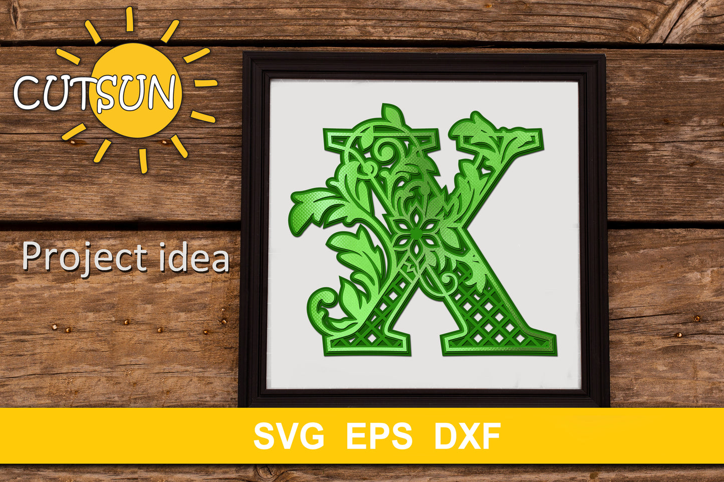 3D Alphabet Layered Mandala X - 3 layers cut file SVG