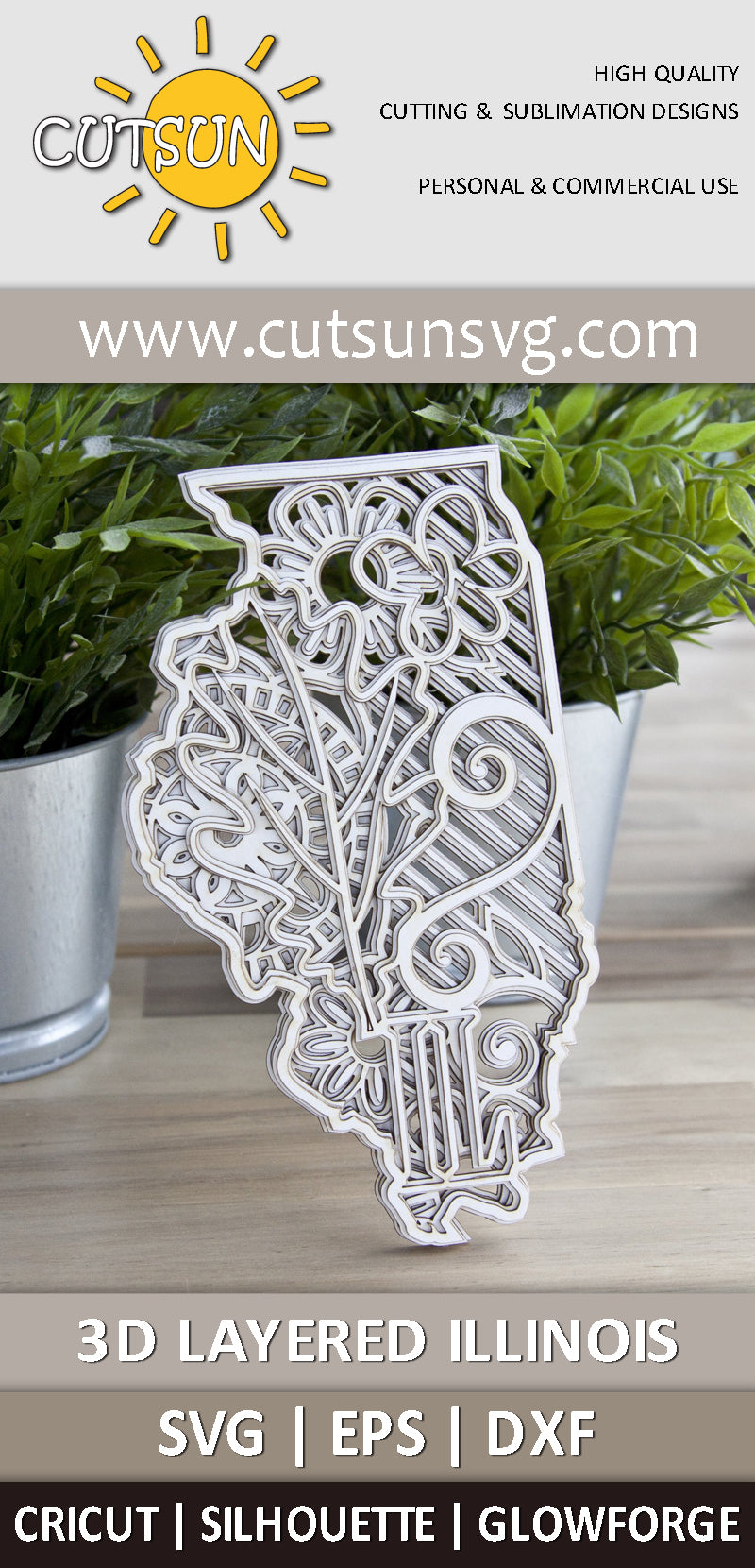 3D Layered Illinois Mandala SVG