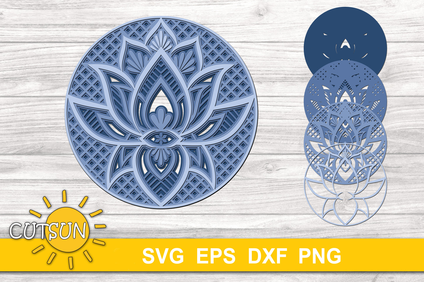 3D Layered Lotus Mandala SVG