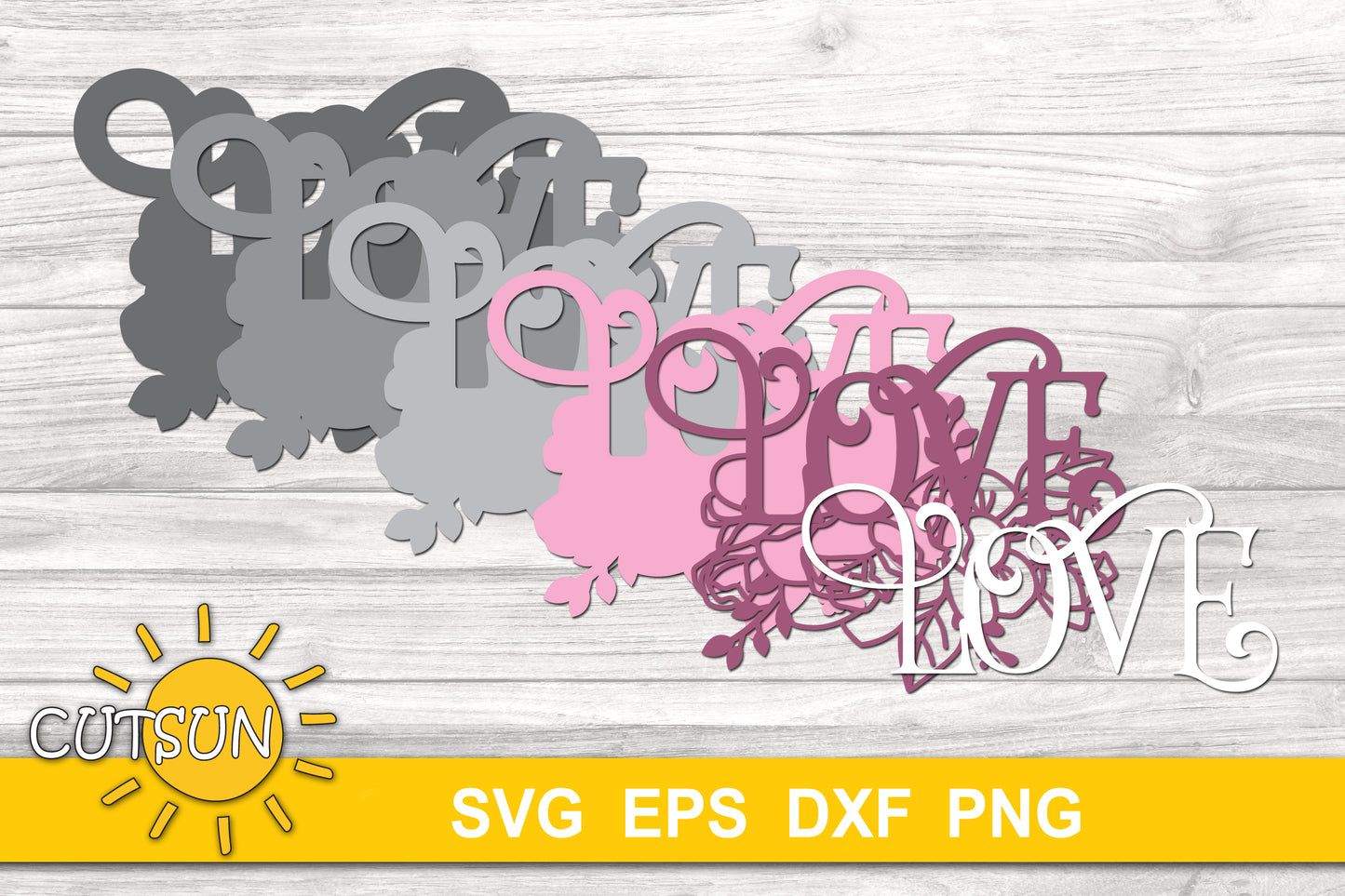 3D Layered Love sign SVG