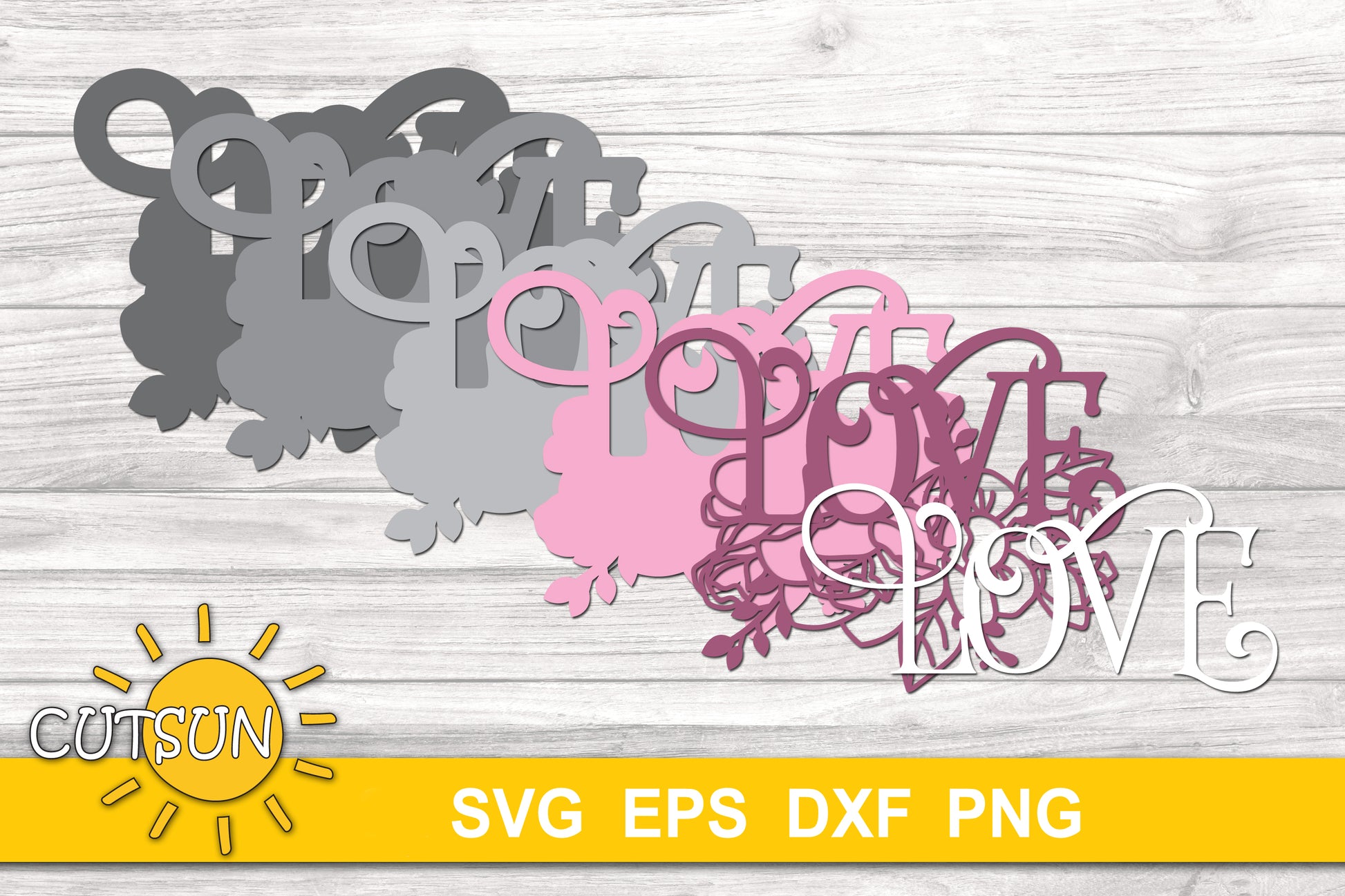 3D Layered Love sign SVG