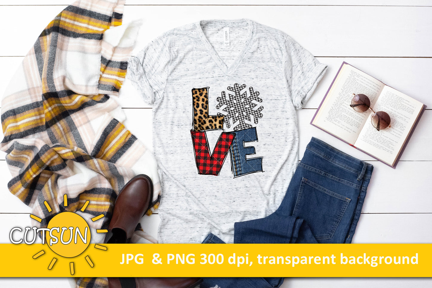 Love Snowflake sublimation design