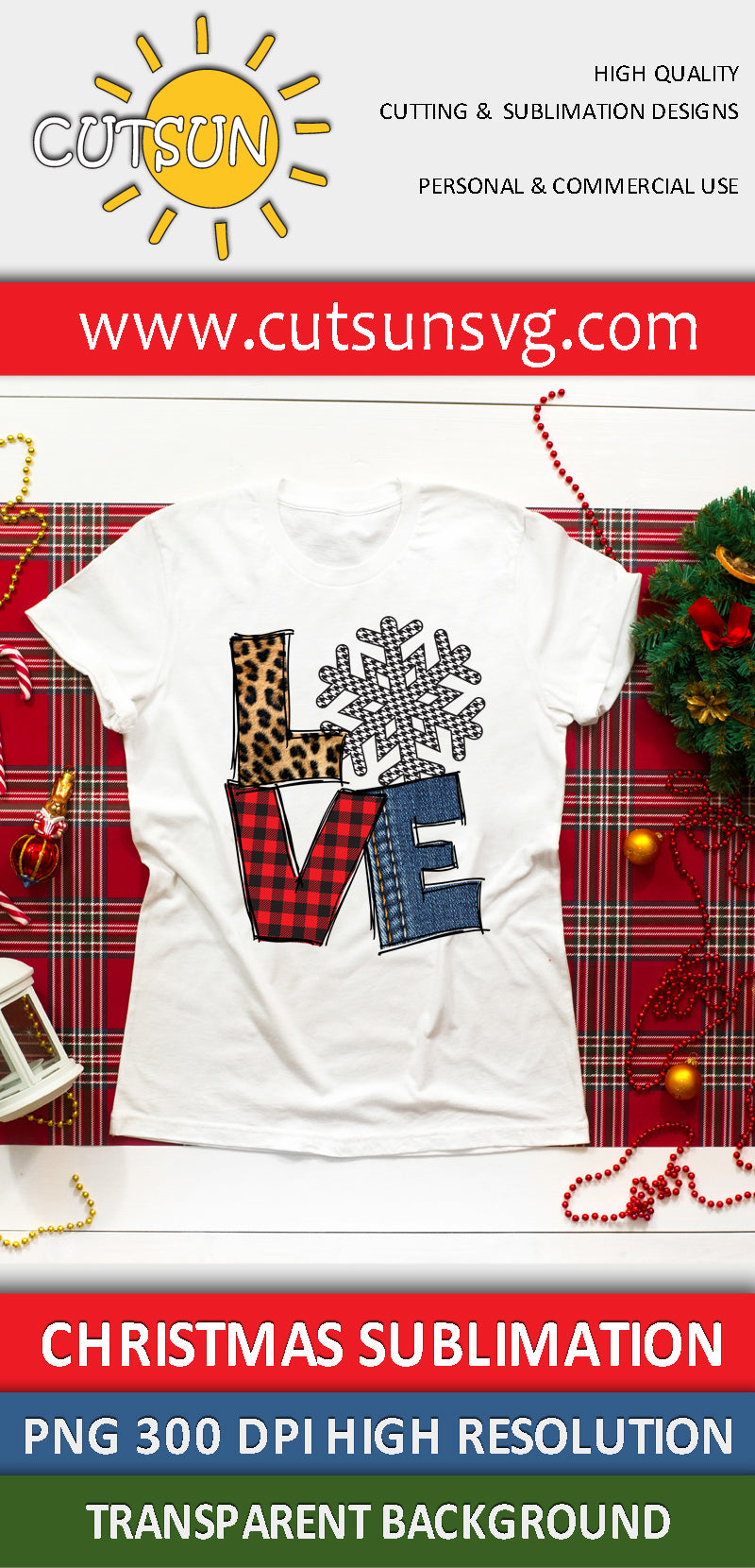 Love Snowflake sublimation design