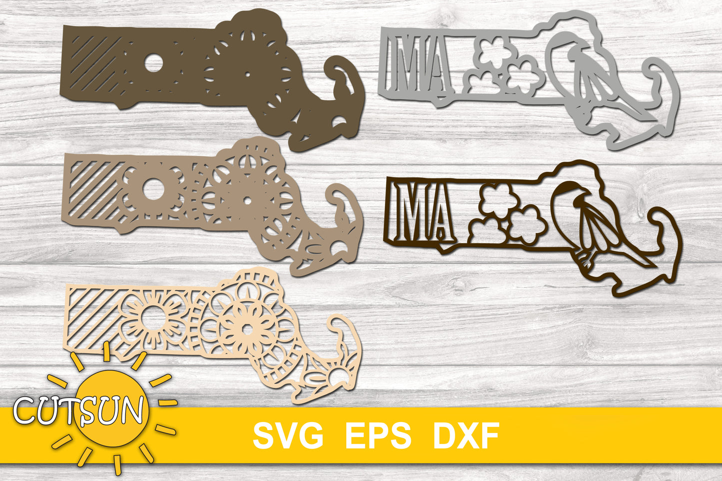 3D Layered Massachusetts Mandala svg