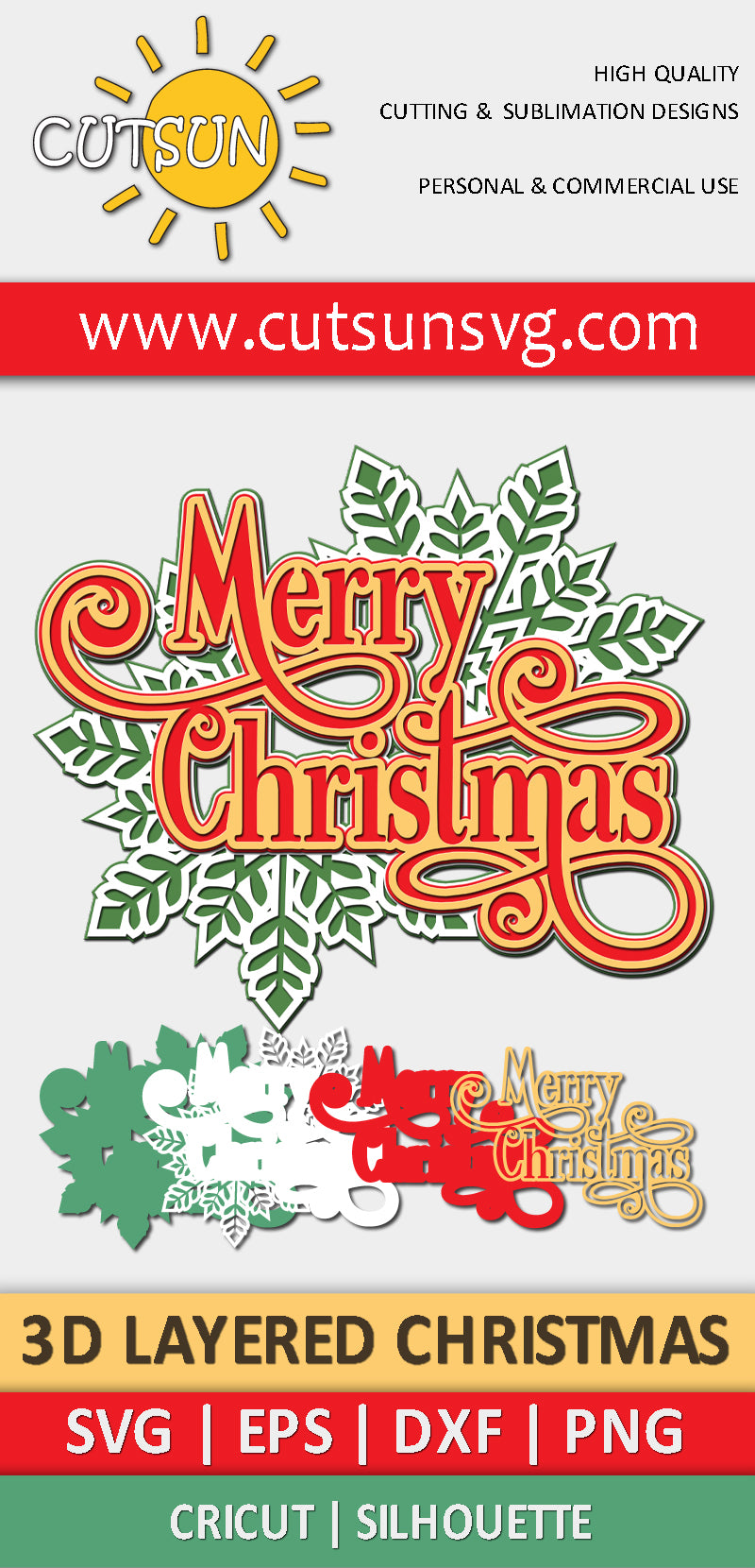 3D Layered Merry Christmas