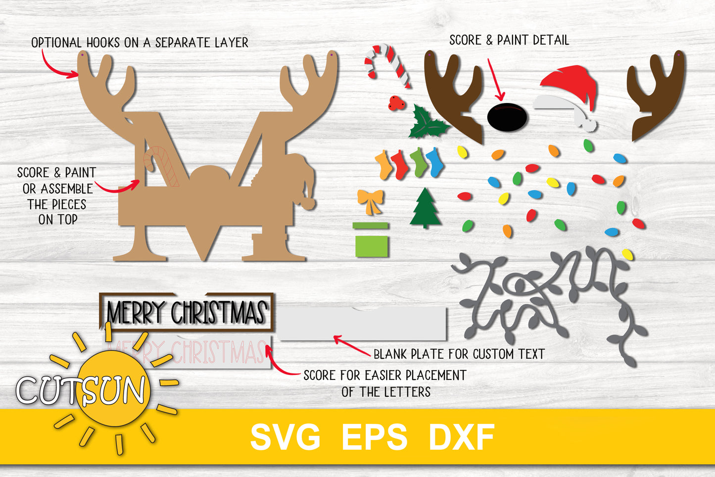 Letter M Christmas monogram door hanger SVG