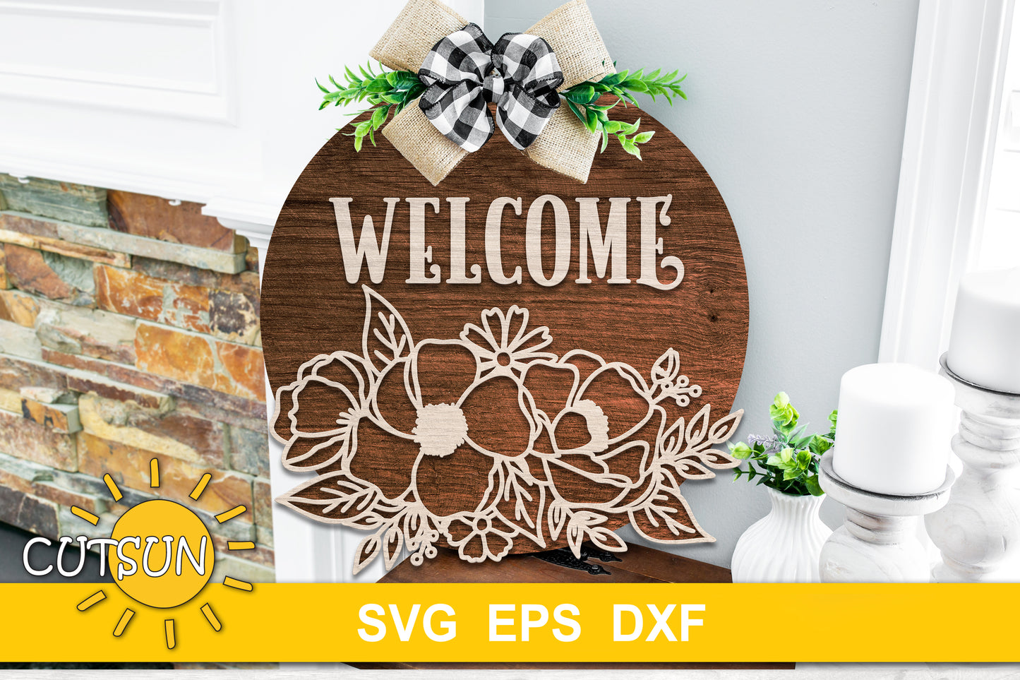 Floral Door hanger SVG
