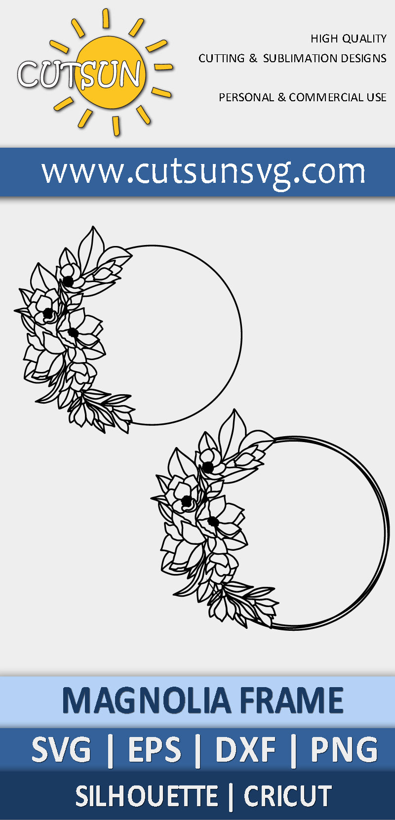 Floral Frame Magnolia Round SVG