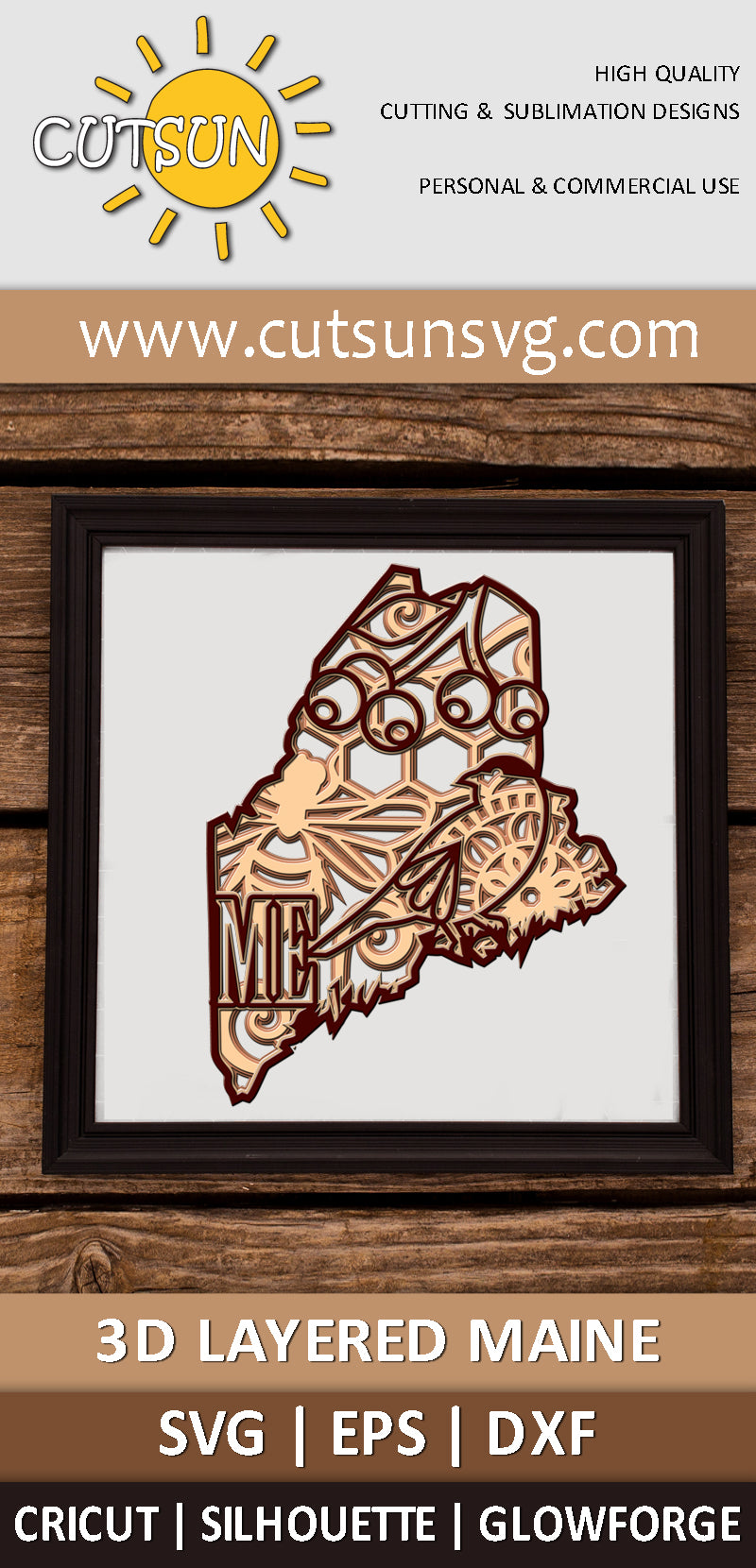 3D Layered Maine SVG