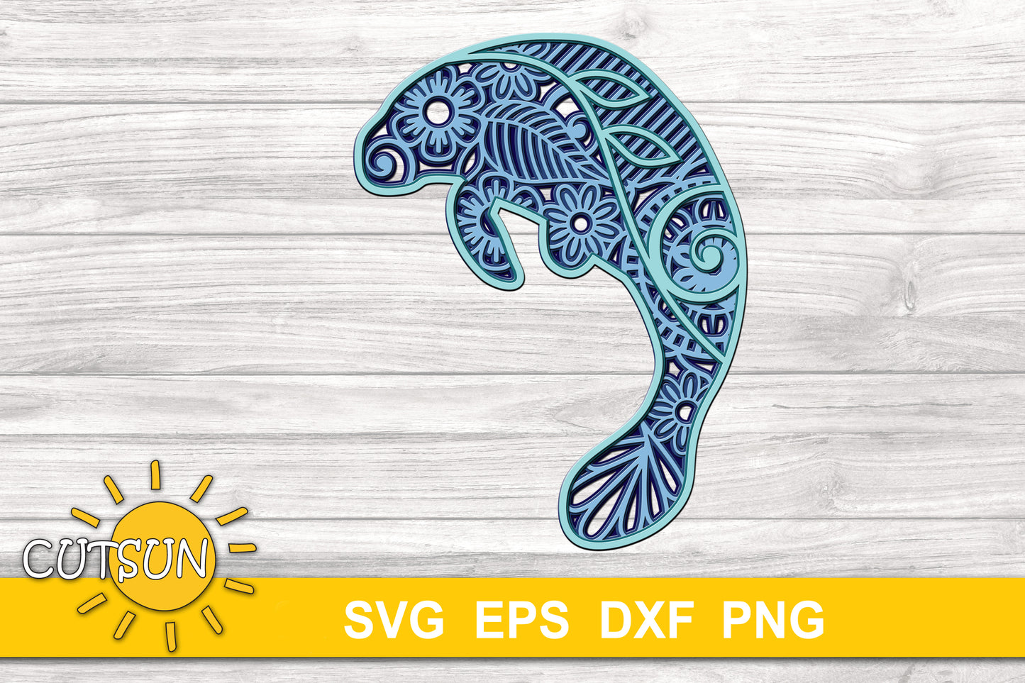 3D Layered Manatee SVG