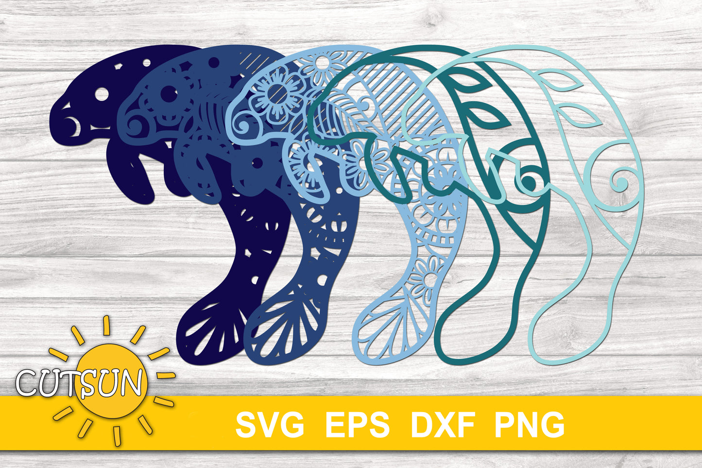 3D Layered Manatee SVG